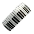 thumbnail image 4 of White Ceramic Piano Keyboard 10mm Wedding Band Flat Pipe Cut High Polished Ring Size 9.5, 4 of 4