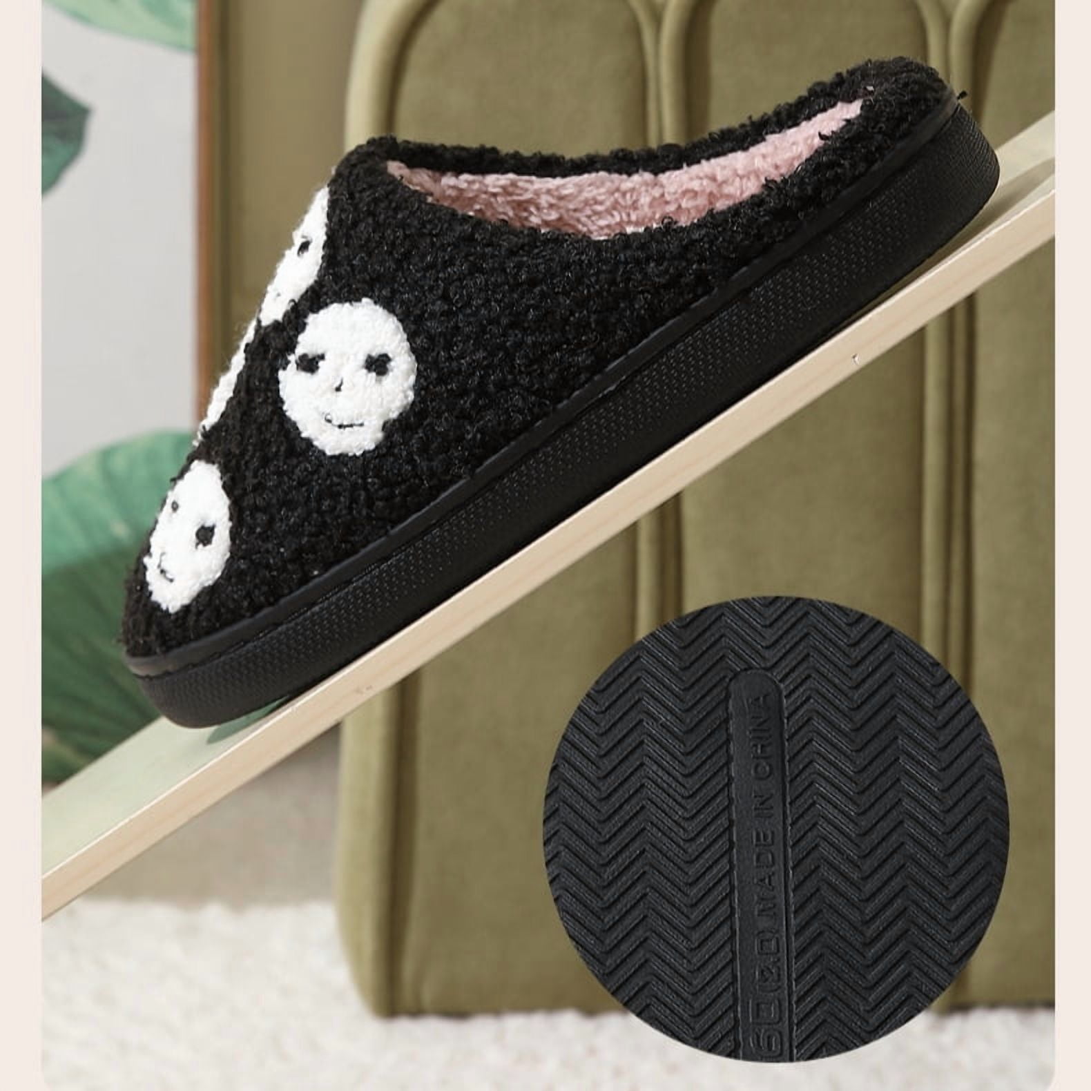 BERANMEY Halloween Slippers for Women Perfect Soft Plush Comfy Warm Slip-On Cute Womens Slippers Indoor Fluffy House Slippers for Women and Men Non-slip Fuzzy Flat Slides