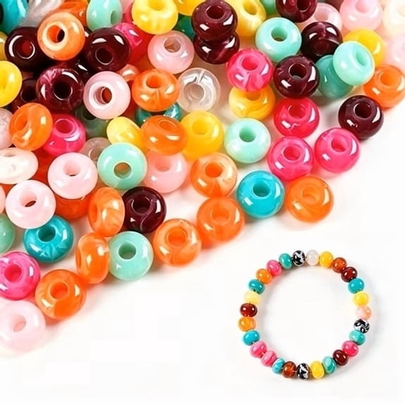 Acrylic Beads 100 Pcs Large Hole Chunky Focal for Jewelry 0.55 Inch