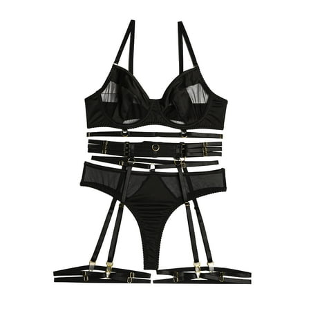

Lingerie for Women Sexy Sexy Women Babydoll Underwear Mesh Perspective Sleepwear Intimates Thong With Garter Panty Lingerie Set Lingerie for Ladies Lace Hem Lingerie Set