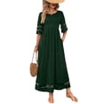 thumbnail image 2 of Women's Plus Size Maxi Dress 3/4 Sleeve Round Neck Mesh Loose Pockets, 2 of 6
