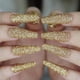 thumbnail image 1 of MISUD Press On Nails - Uñas postizas largas de ataúd con purpurina dorada, diseño de bailarina acrílica, lentejuelas brillantes, 24 piezas, 1 of 5