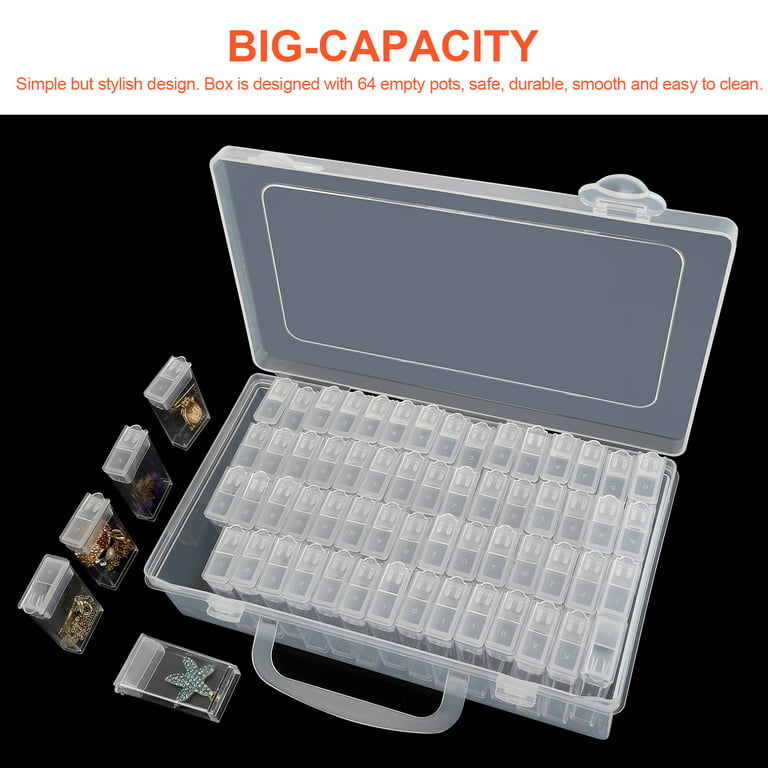 MANCHAP 120 Grids Diamond Painting Storage Containers, Art Craft Beads  Organizer Box for Beads, Rhinestones, Label Stickers Included, Clear