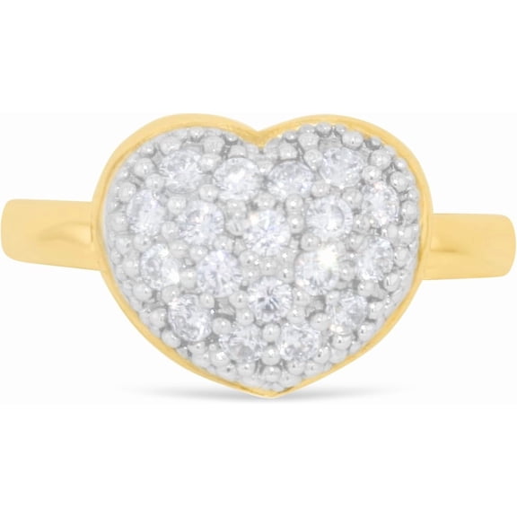 Floreo 10k Yellow Gold 10mm Two-Tone Heart CZ Ring, Sizes 4 - 10