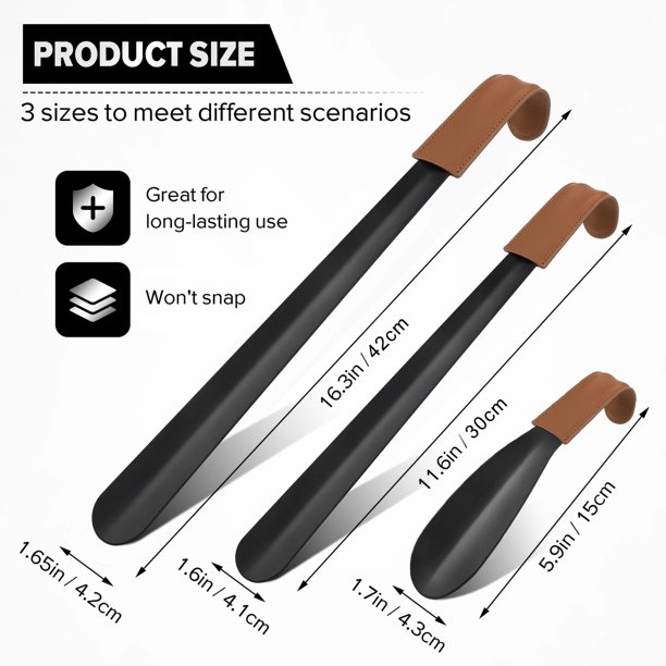 Square 3-Pack Long Handle Shoe Horn Set - 16.5