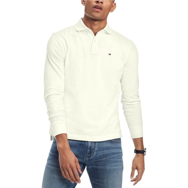 Tommy Hilfiger - Polo de rugby con logo para hombre, color blanco roto, grande