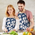 thumbnail image 4 of Dark Blue Daisy Flower Pattern Apron-Garden Aprons for Women with Pockets-Cotton Linen Waterproof Kitchen Cooking Gardening Aprons Adjustable for Kitchen,Cooking,BBQ and Salon 33x27 Inch, 4 of 4