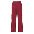 thumbnail image 6 of Fulijie Womens Daily Elastic Waist Pockets Straight Solid Color Casual Pants Loose Pockets Cargo Long Trousers, Red Lounge Pants Women, Nylon,Spandex Petite Pants for Women, White Pants Women, 6 of 8