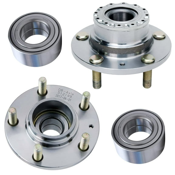 Detroit Axle - 4pc Front Wheel Bearing & Rear Wheel Hub Assembly for 2003 2004 2005 2006 Hyundai Tiburon 2.0L Non-ABS