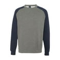 thumbnail image 2 of Independent Trading Co. Fitted Raglan Sweatshirt IND30RC Gunmetal Heather/ Classic Navy Heather M, 2 of 3
