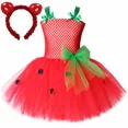 thumbnail image 2 of Vestido de tul con tutú de fresa roja para niñas pequeñas, disfraz de fresa de frutas para niños, fiesta de carnaval de Navidad y Año Nuevo, vestidos de princesa de tul, 2 of 5