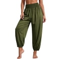thumbnail image 2 of Oiangi Women's Workout Yoga Pants with Pockets High Waist Stretchy Athletic Pant Fall Comfy Basic Trousers Green 2XL, 2 of 8