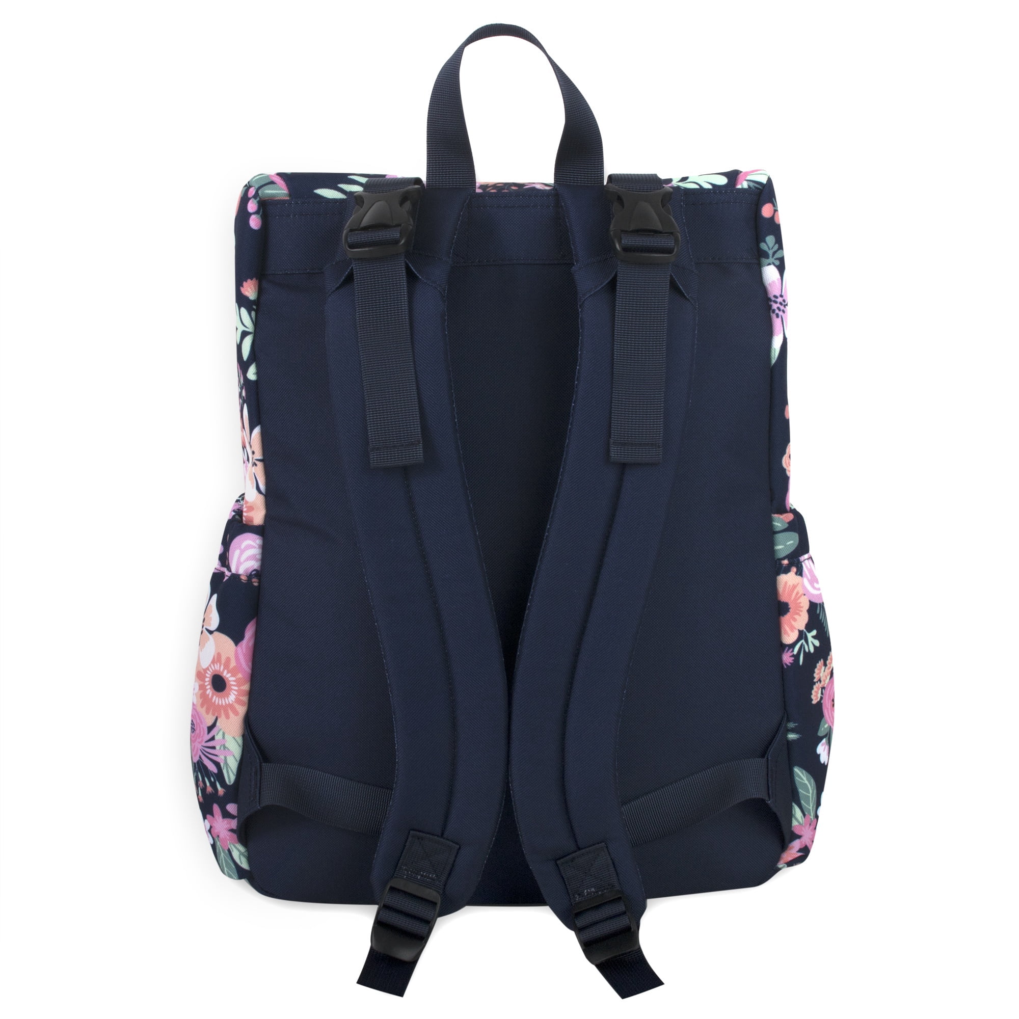 Baby Essentials 2 Piece Baby Diaper Backpack with Stroller Straps and Matching Changing Pad in Navy Blue & Baby Pink Floral