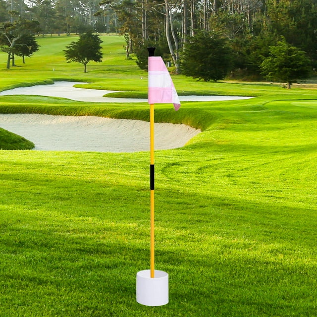 Golf Putting Green DYNWAVEMX Copa de Agujero Bandera Rosa Blanco