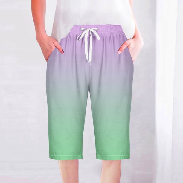 Puntoco Pantalones cortos de verano para mujer, moda 2024, pantalones cortos para mujer, pantalones casuales, pierna recta, cordón, cintura elástica, pantalones sueltos y cómodos con bolsillos