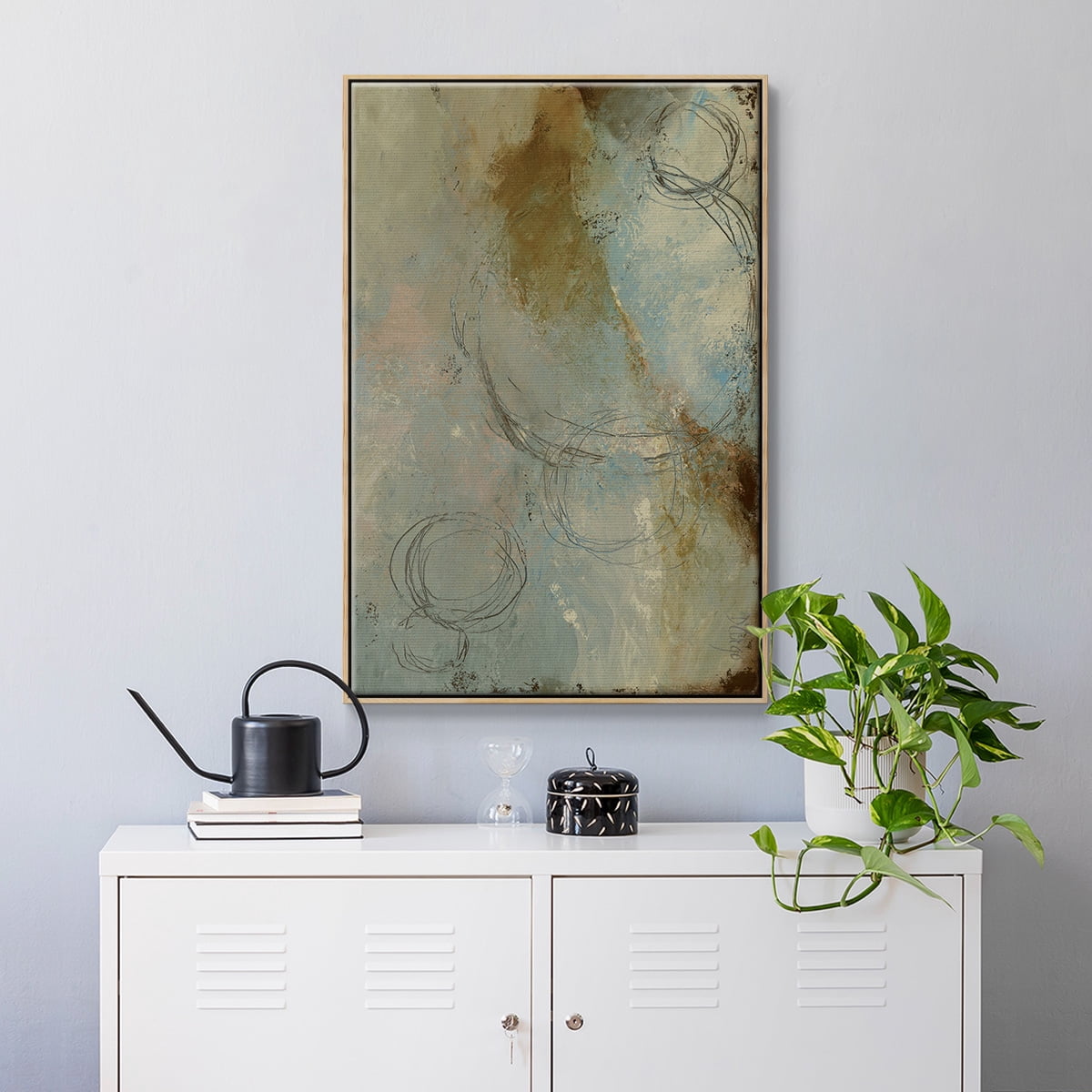 Zen Path I Framed Premium Gallery Wrapped Canvas - Ready to Hang - 17 x 25 - Natural Wood Floating Frame