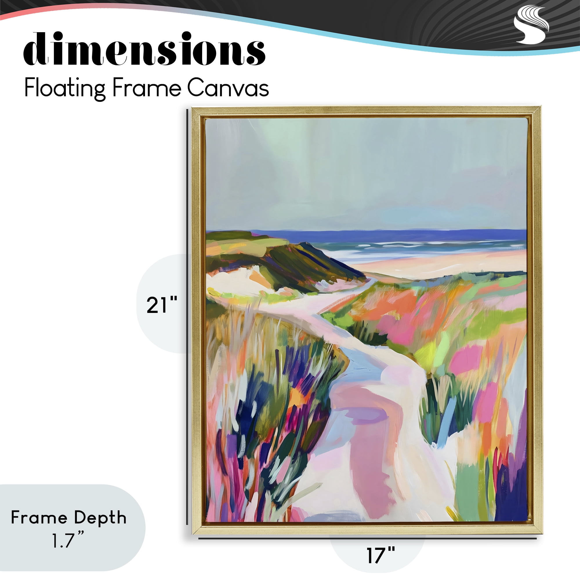 Stupell Industries Pathway Through Pastel Sand Dunes Gold Framed Floater Canvas Wall Art, design by The Prints Vibe
