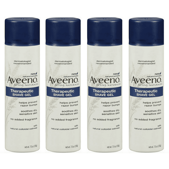Aveeno (4-Pack) Therapeutic Shave Gel w/ Oat & Vitamin E No Fragrance 7oz Each