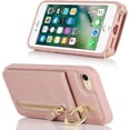 thumbnail image 4 of iPhone SE 2022/2020 Phone Case with Card Holder,iPhone 7/8 Case Wallet for Women Men with Strap,Crossbody Lanyard Cases with Credit Card Slots Kickstand and Stand Ring Holder Case,4.7",RoseGold, 4 of 8