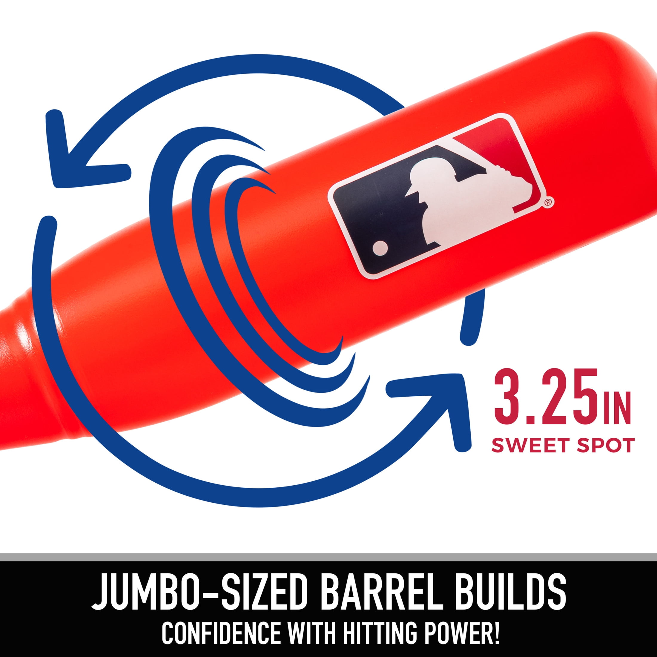 Franklin Sports MLB Jumbo Kids Plastic Baseball Bat - Backyard Baseball Bat with Large Barrel for Kids + Toddlers - Kids Fat Plastic Bat - Red