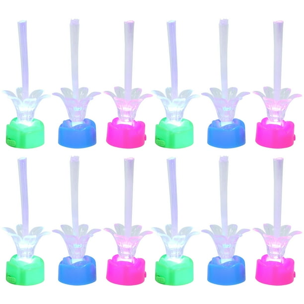 KAKOWELY 12 lámparas de fibra óptica rosa con luz LED multicolor cambiante (color aleatorio)