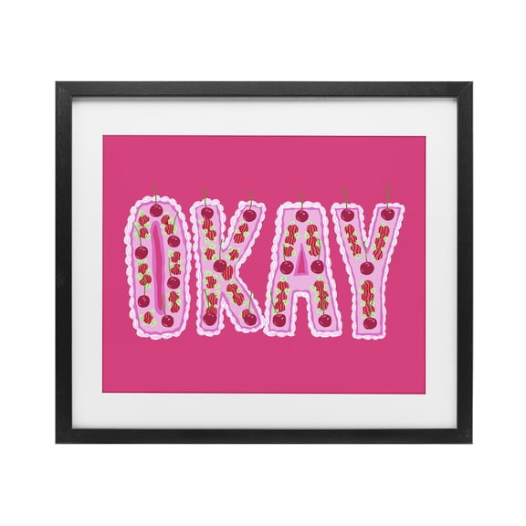 Stupell Industries Okay Cherry Cake Black Framed Print Under Glass, design by Ziwei Li