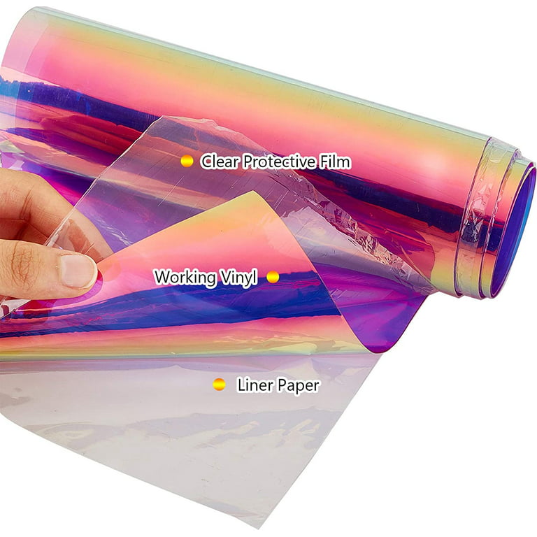Transparent Holographic Fabric Per 1/2 Yard, Transparent Vinyl Fabric,  Rainbow film PVC Laser Illusion Film Paper DIY Transparent Fabric