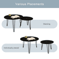 thumbnail image 4 of Yoneston 27.56" Round Nesting Coffee Table Set of 2, Wooden Tabletop End Table with Sturdy Metal Legs for Living Room Bedroom, Black, 4 of 12