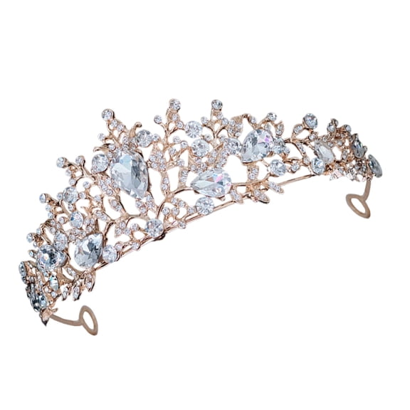 AURARMLET Golden Rhinestone Wedding Tiara Bridal Headpiece Comfortable Sparkling Crown for Bride