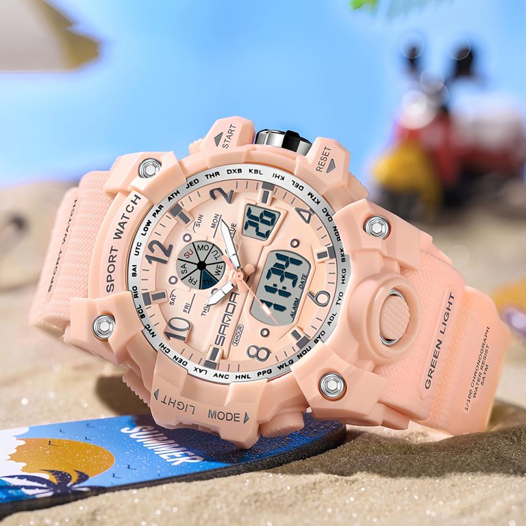 Womens Digital Sports Watch 5ATM Waterproof Watch LED Light  display picture 1