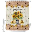 thumbnail image 2 of Sunflower Vintage Shower Curtains for Bathroom, Farmhouse Floral Botanical Brown Wooden Waterproof Fabric Shower Curtain, Decorative Bathroom Curtain for Bathtub, 72"x84" , No Hooks Included, 2 of 9