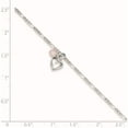 thumbnail image 2 of Sterling Silver Cherry Quartz Dangling Hearts On Figaro Link Anklet Made In Thailand qg1214-10, 2 of 5