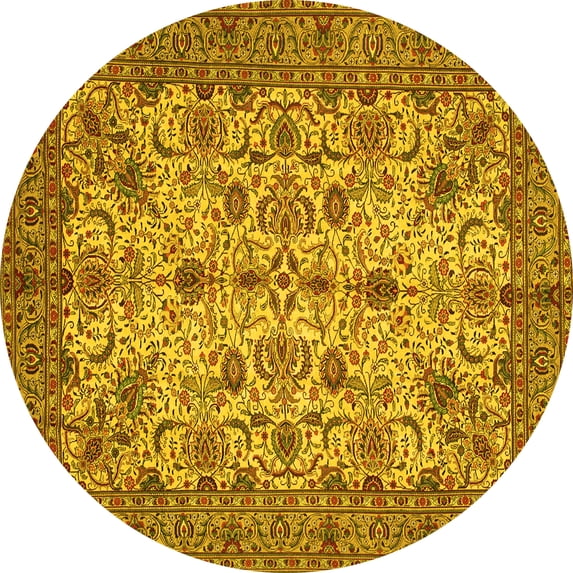 Ahgly Company Indoor Round Persian Yellow Traditional Area Rugs, 5' Round