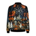 thumbnail image 4 of WXLWZYWL Womens Halloween Bomber Jacket Funny Spooky Ladies Coat Ghost Floral Graphic Cardigan Zip Up Long Sleeve Dressy Tops Moto Biker Windbreaker, 4 of 5
