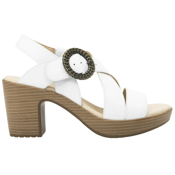 Women´s Leather Heel Ankle Strap Sandals 102919 White
