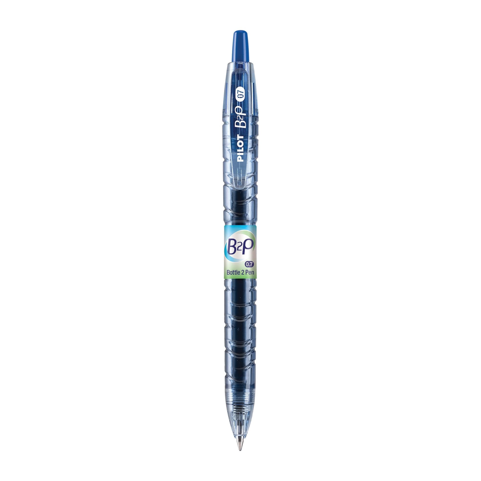 Pilot® "Bottle to Pen" B2P Retractable Gel Pens, Fine Point, 0.7 mm, 89% Recycled, Translucent Barrel, Blue Ink, Pack Of 12