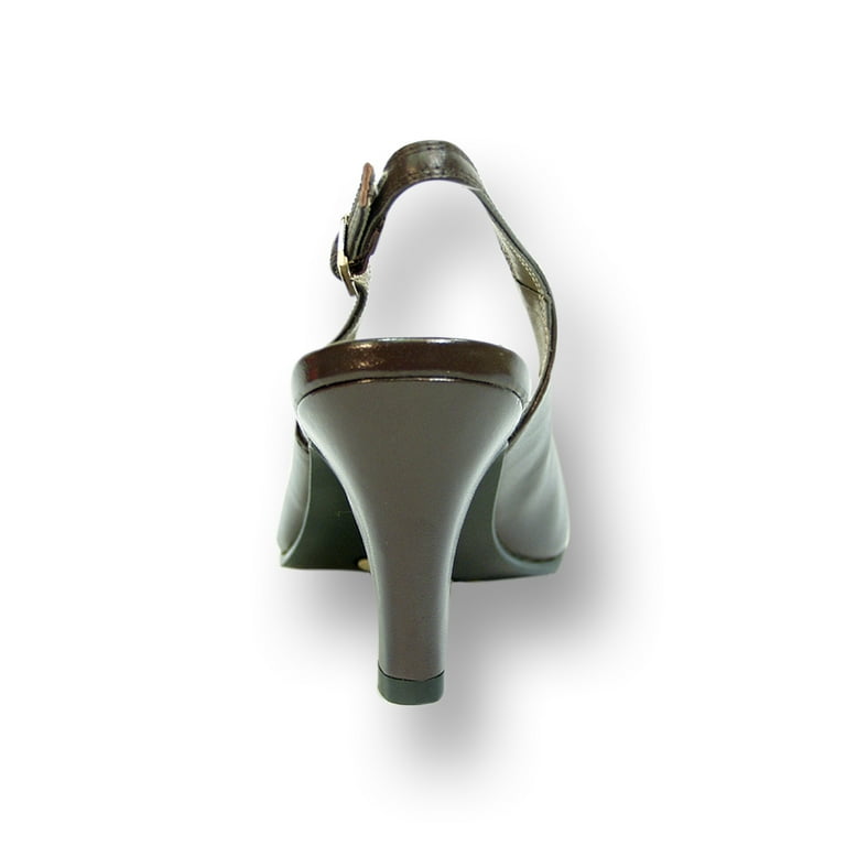 PEERAGE Zara Women s Wide Width Peep Toe Slingback with Buckle