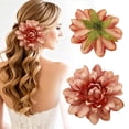 thumbnail image 4 of Orange Artificial Flower Head Dahlia, 4.33Inch Silk Cloth Flower Head, for Tabletop Center, Wedding, Party, Home and Office Decoration, Wedding Corsage, Cake Decoration (1 Pc), 4 of 5
