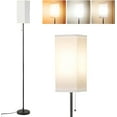 thumbnail image 5 of Tall Floor Lamp Set of 2 with Linen Shade - 3 Color Temperature, Black, LED Bulbs, Pull Chain Switch, Easy Assembly(2 Pack), 5 of 12