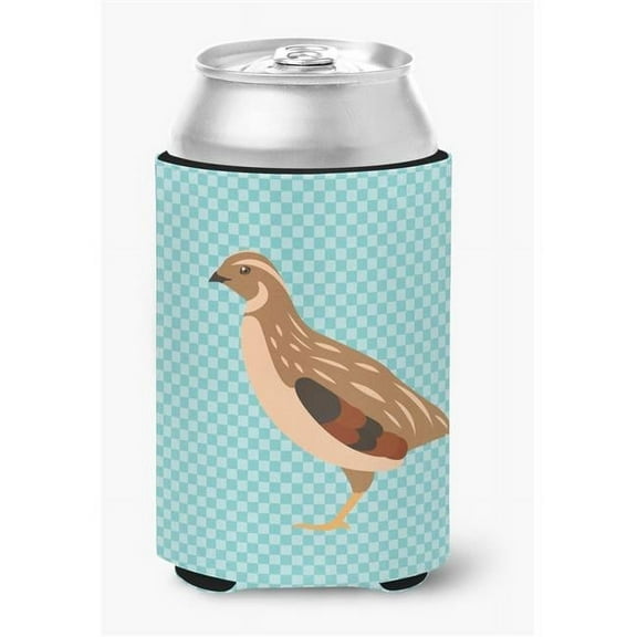 Golden Phoenix Quail Blue Check Can or Bottle Hugger