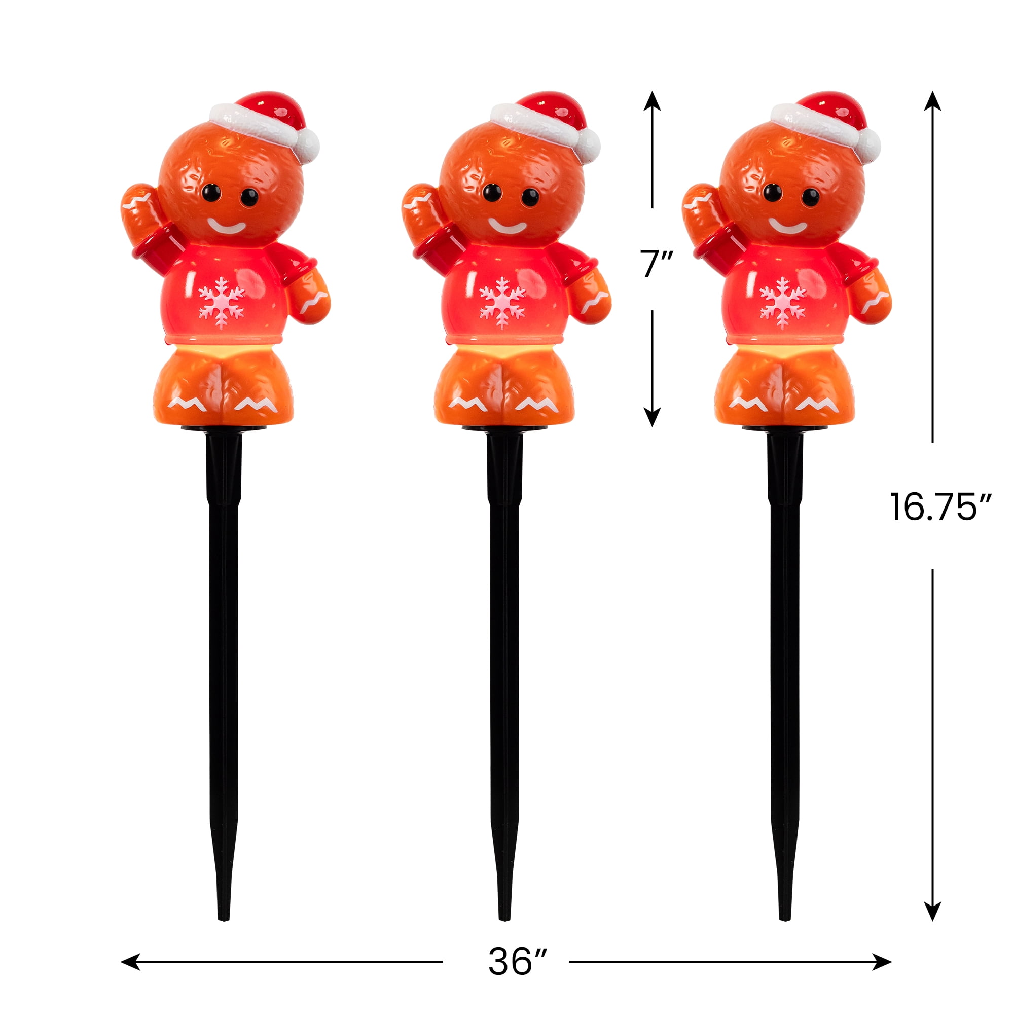 Gingerbread with Santa Hat Outdoor Christmas Pathway Markers - 16.75" - Set of 3