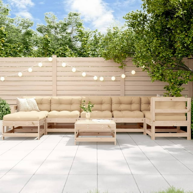 vidaXL 8 Piece Garden Lounge Set with Cushions Solid Wood