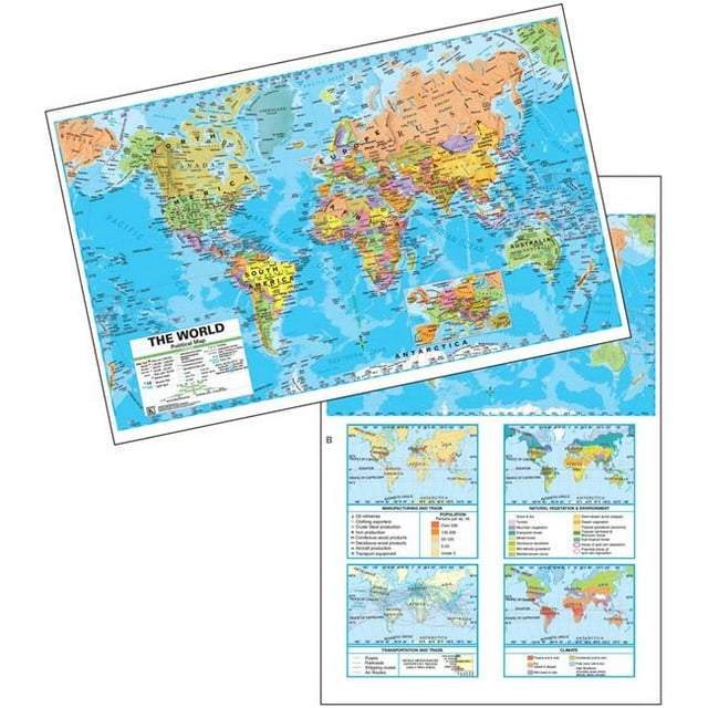 Universal Map 15883 Monde Avancé Politique Deskmap&44; Pack de 5