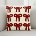 thumbnail image 4 of Christmas Throw Pillow Covers Valentine's Day Gift 17.7x17.7 Inches Soft Cozy Plush Square Red Bow Pillowcase With Hidden Zipper Bowknot Embroidered Cushion Covers For Sofa Bedroom Home Decor, 4 of 7