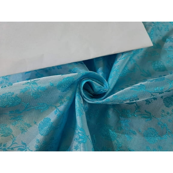 Silk Brocade Fabric very pretty Blue color 44" wide BRO54[5]