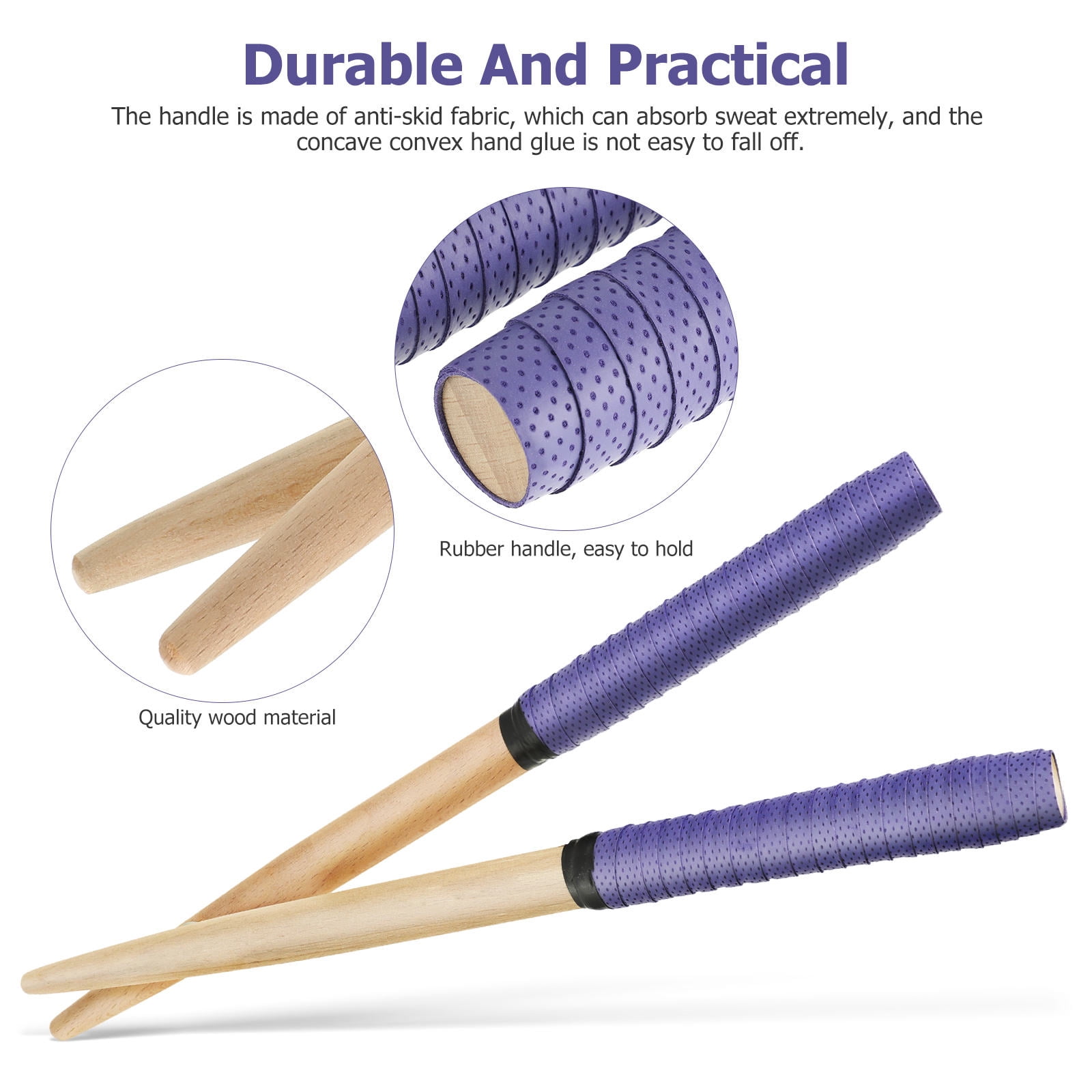 Hemoton 3 Pairs Drumsticks Portable Drum Sticks Lightweight Sticks for Drum