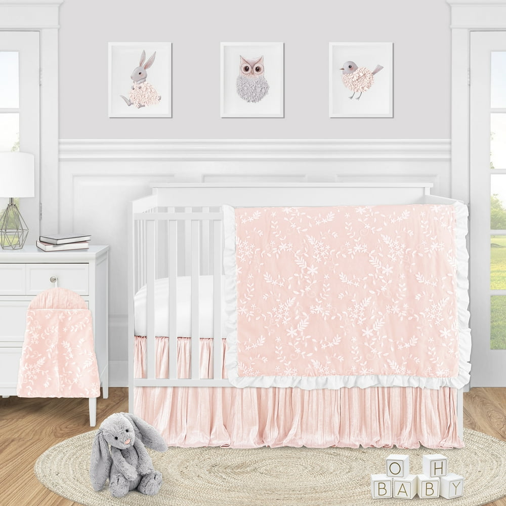 Sweet Jojo Designs Pink Floral Vintage Lace Baby Girl Nursery Crib