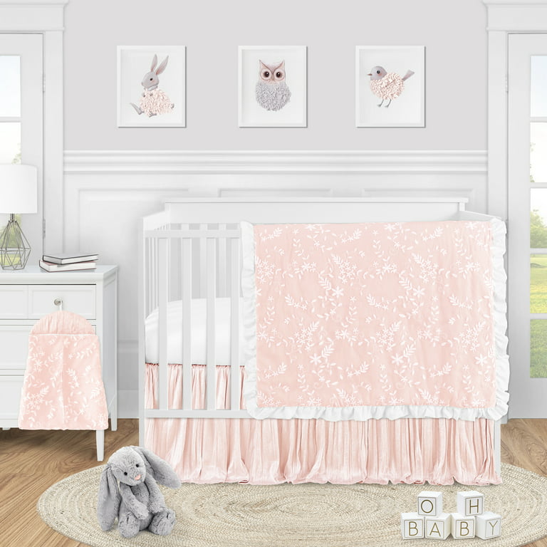 Sweet Jojo Designs Pink Floral Vintage Lace Baby Girl Nursery Crib