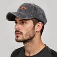thumbnail image 4 of Black Hat Cap for Men & Women – Distressed Baseball Cap, Unisex Bull Graphic Hat, Adjustable All-Season Colorful Streetwear Design, 4 of 5