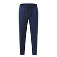 thumbnail image 1 of Puntoco Pantalones deportivos de color liso con cordón y pierna recta para hombre, 1 of 4